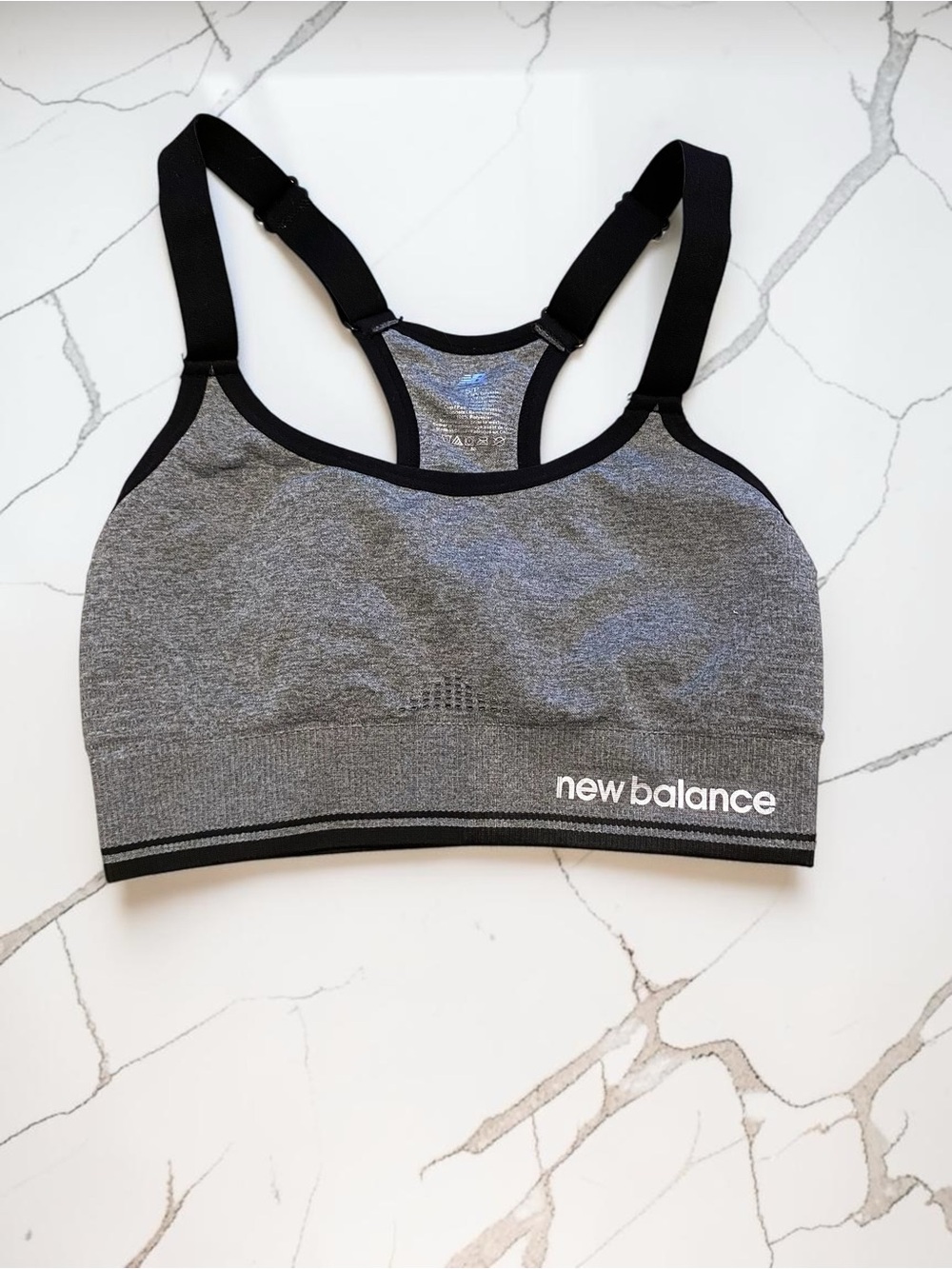 New Balance Grey and Black Racerback Sports Bra